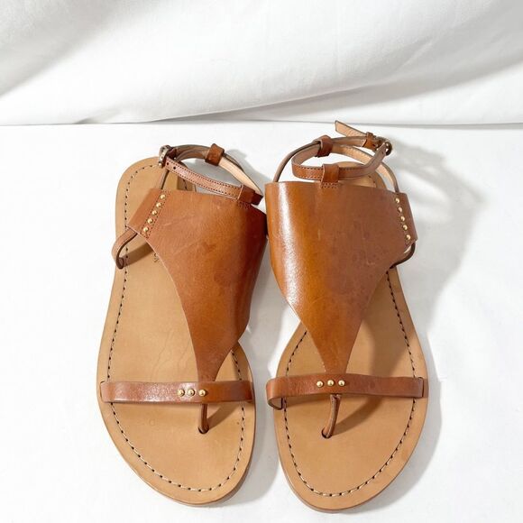 Sergerson Morrison Sweast Leather Tan Brown Gladiator Studded Sandals Size 9 - Picture 2 of 7